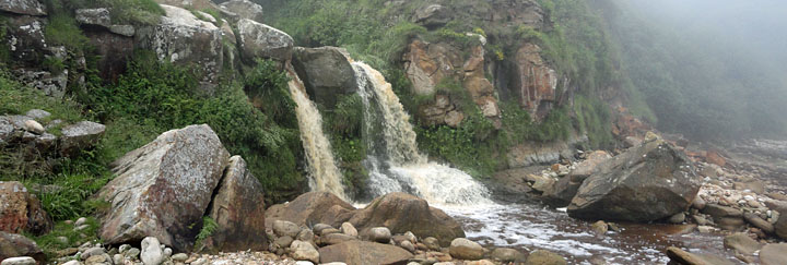 Visit the Hayburn Wyke - It is a steep walk through woodland before reaching the beach ... and the lovely cascading waterfall (Copyright - Go North Yorkshire) Photo of Hayburn Wyke waterfall near Cloughton on Yorkshire heritage coastline